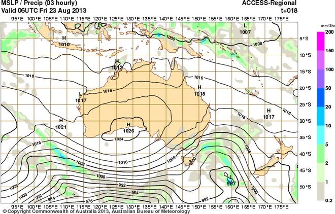 Forecast chart for 4pm 23rd August - Audi Hamilton Island Race Week 2013 © SW